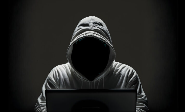 blacked out face in a hoodie sweatshirt