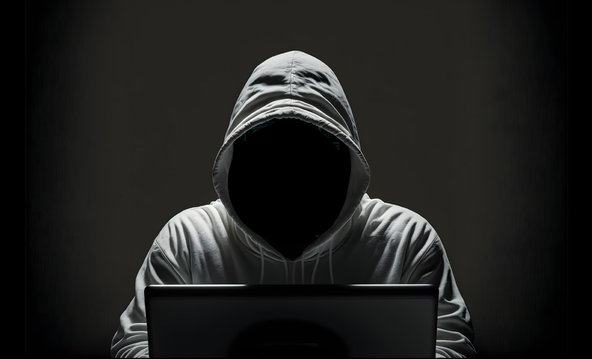 blacked out face in a hoodie sweatshirt
